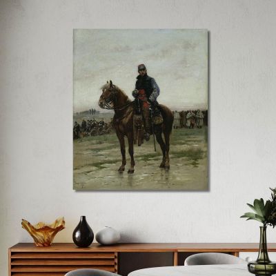 Un Ufficiale A Cavallo Jean-Baptiste Édouard Detaille jbd4 quadro stampa su tela