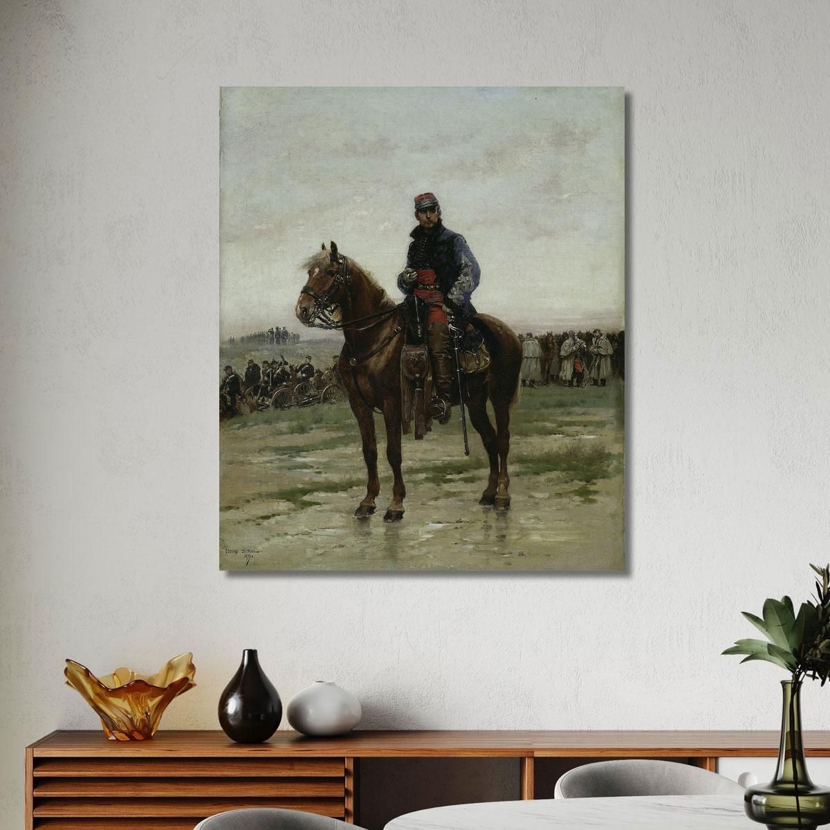 Un Ufficiale A Cavallo Jean-Baptiste Édouard Detaille jbd4 quadro stampa su tela