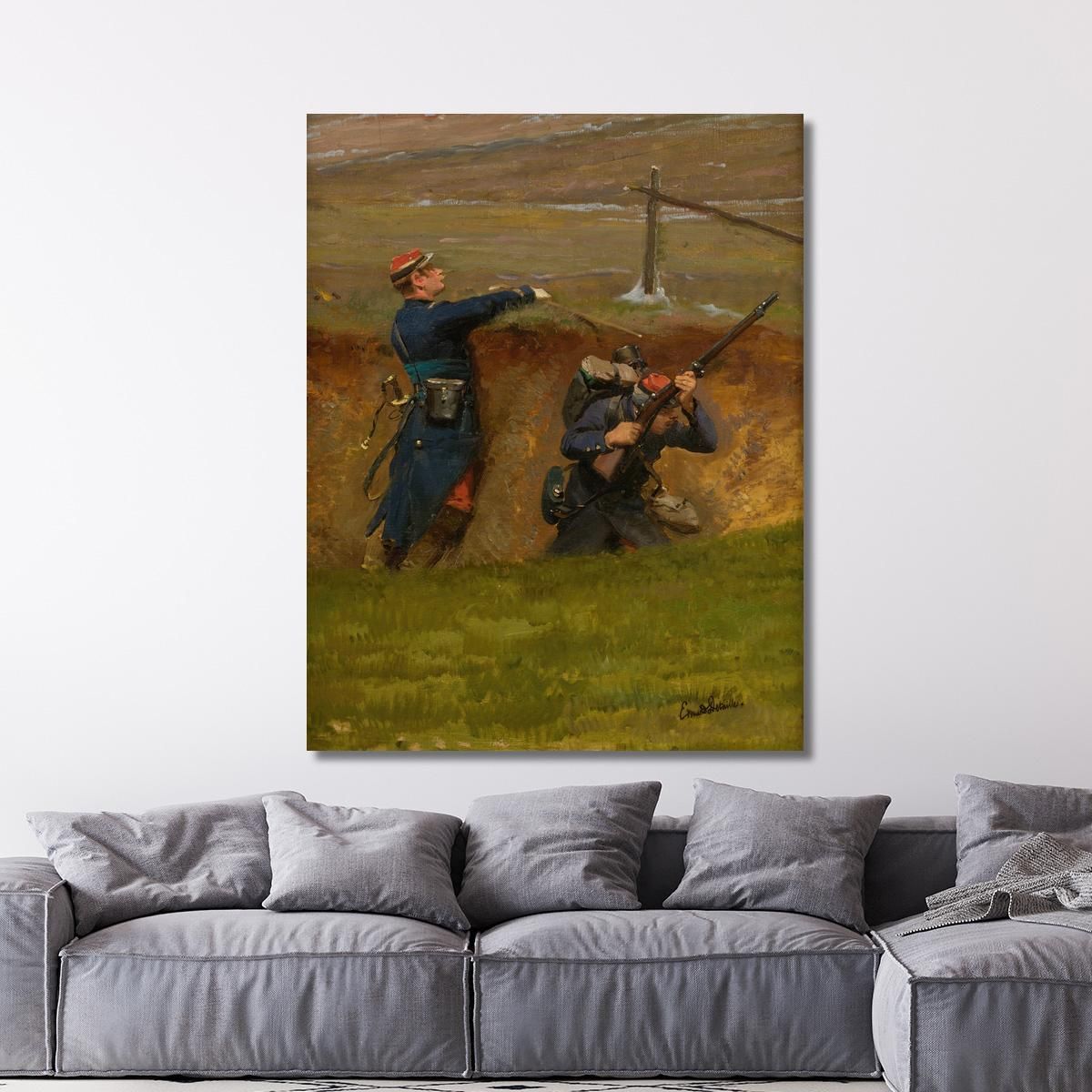 In Un Burrone. Fanti Di Linea 2 Jean-Baptiste Édouard Detaille jbd15 quadro stampa su tela