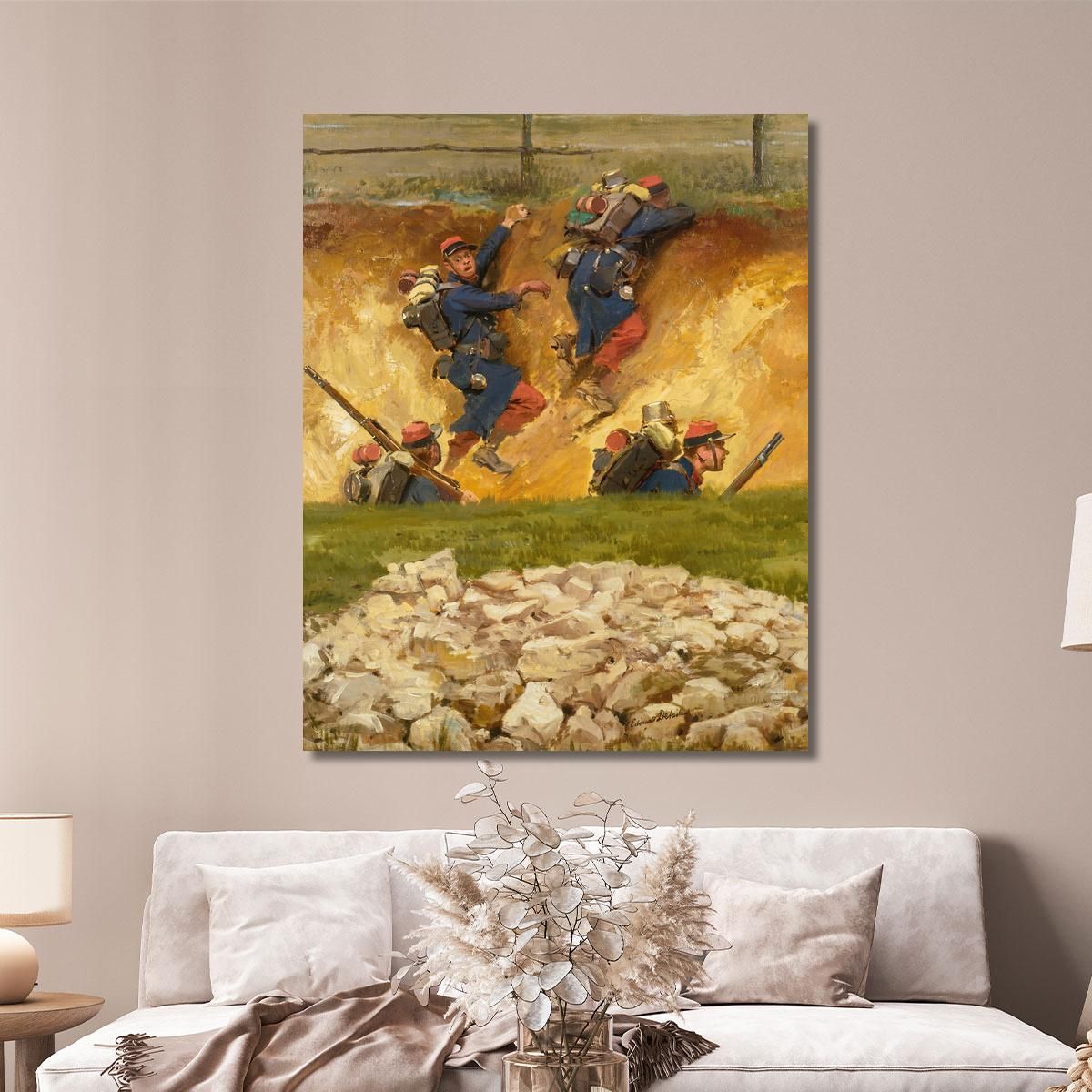 In Un Burrone. Fanti Di Linea 3 Jean-Baptiste Édouard Detaille jbd16 quadro stampa su tela