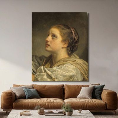 Head Of A Young Woman (Tête De Jeune Femme) Jean-Baptiste Greuze jbg74 canvas print 