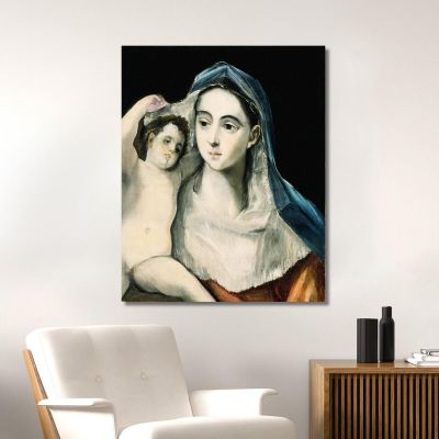 Madonna E Bambino El Greco (Domenikos Theotokopoulos), egr23 quadro stampa su tela