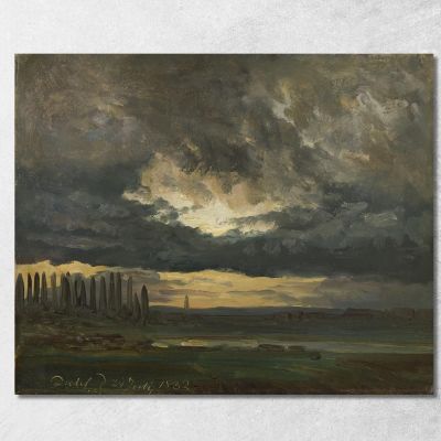 Studio Di Nuvole Sull'Elba Con Pioppi Johan Christian Dahl jcd6 quadro stampa su tela