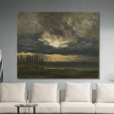 Studio Di Nuvole Sull'Elba Con Pioppi Johan Christian Dahl jcd6 quadro stampa su tela