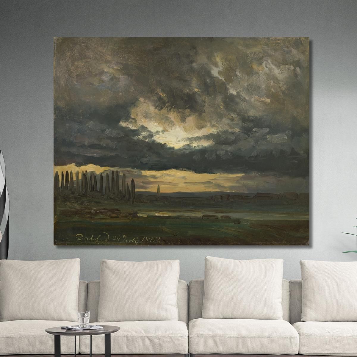 Studio Di Nuvole Sull'Elba Con Pioppi Johan Christian Dahl jcd6 quadro stampa su tela