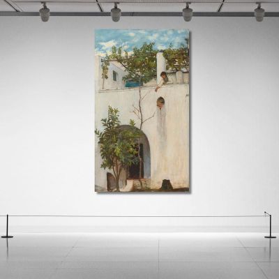 Signora Su Un Balcone A Capri John William Waterhouse jww21 quadro stampa su tela Signora Su Un Balcone A Capri John William Waterhouse jww21 quadro stampa su tela