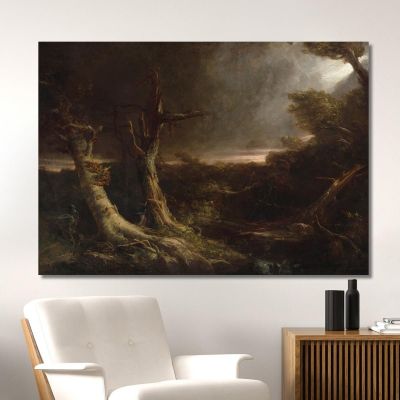 Tornado In Una Foresta Americana Thomas Cole, tcl52 quadro stampa su tela