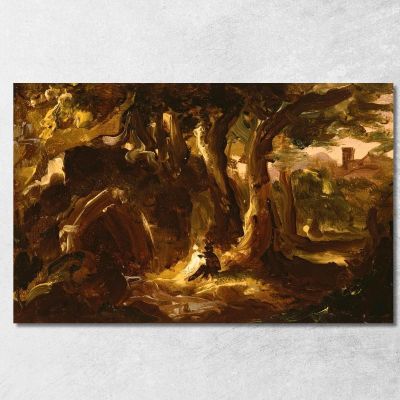 Paesaggio Boscoso Con Figure Thomas Cole tcl58 quadro stampa su tela