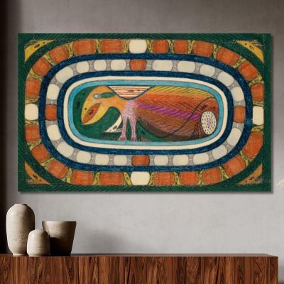 The Dolphins An Absolutely Harmless Giant - Bird Adolf Wölfli, awl12 canvas print