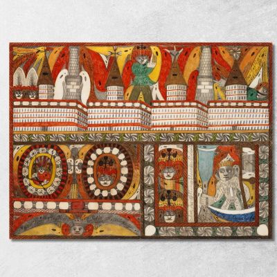 L'Orribile Incendio Gigante Della Madre - Granaio - Est - Muro - Sala Della Città Gigante Adolf Wölfli awl13 quadro stampa su t