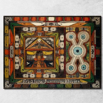 Fräulein Iness Al Pianoforte Adolf Wölfli awl18 quadro stampa su tela