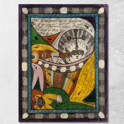Ortensia E Il Gran - Imperatore Tritten Della Foresta Delle Anime Nell'Ira Di Ortensia Adolf Wölfli awl21 quadro stampa su tela