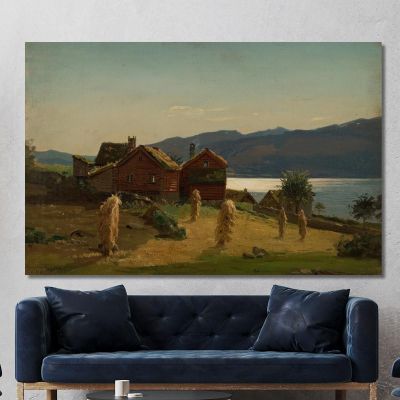 Casas Campesinas En Balestrand Amaldus Nielsen, ani23 cuadro en lienzo