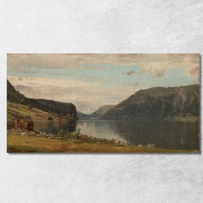 Kirkhorn. Lago Hornindal Amaldus Nielsen ani152 quadro stampa su tela