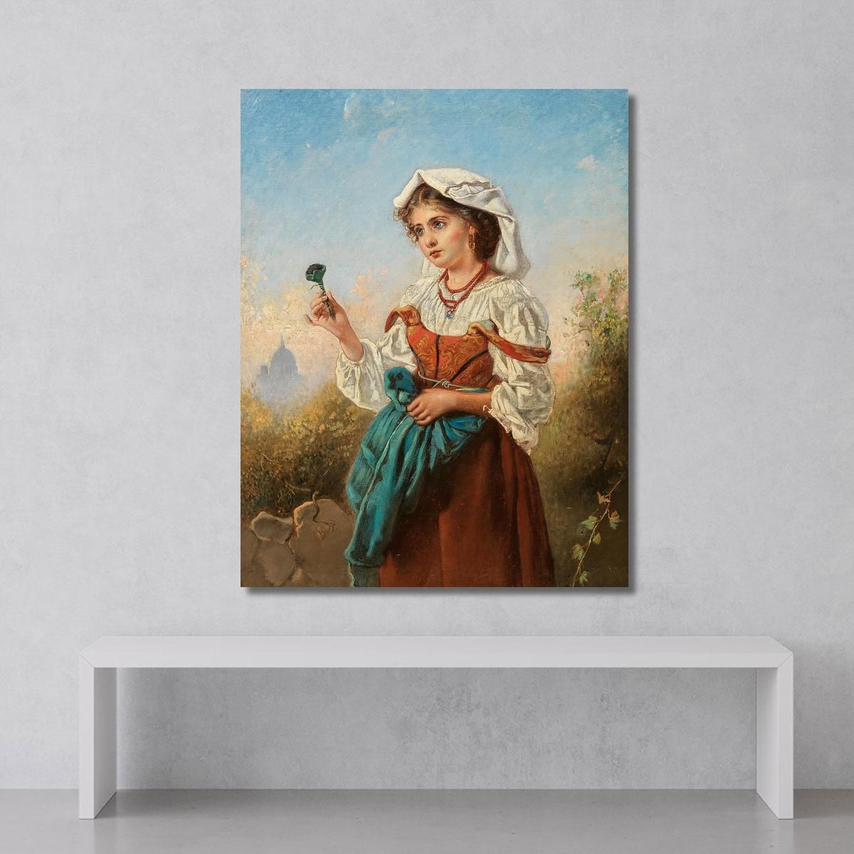 Una Venditrice Di Violette Italiana Con Roma Sullo Sfondo Anton Romako arm4 quadro stampa su tela