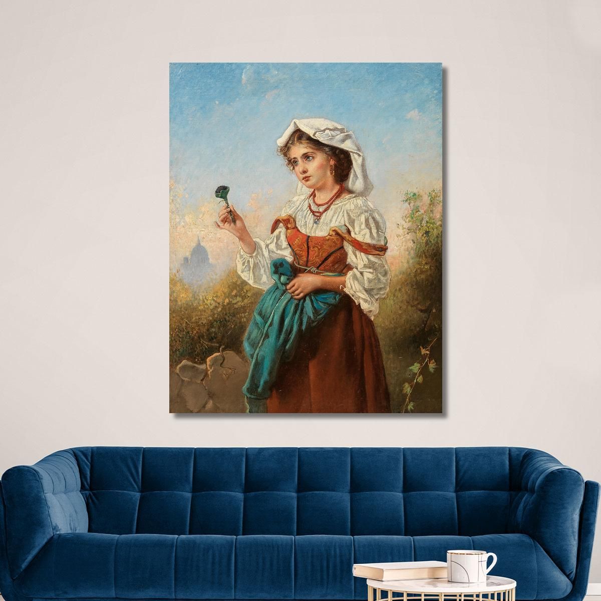 Una Venditrice Di Violette Italiana Con Roma Sullo Sfondo Anton Romako arm4 quadro stampa su tela