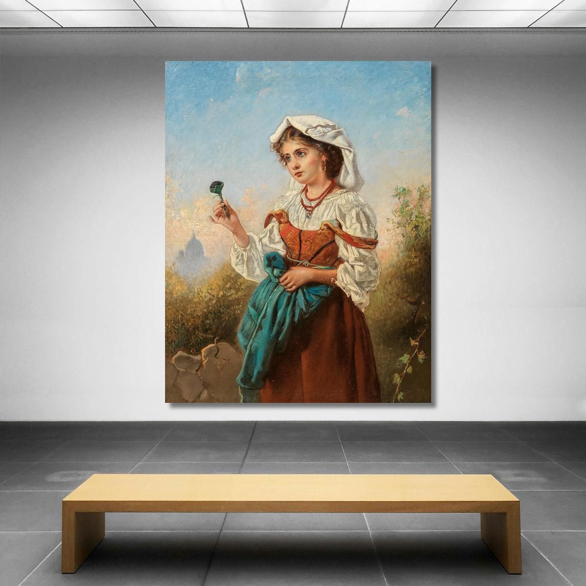 Una Venditrice Di Violette Italiana Con Roma Sullo Sfondo Anton Romako arm4 quadro stampa su tela