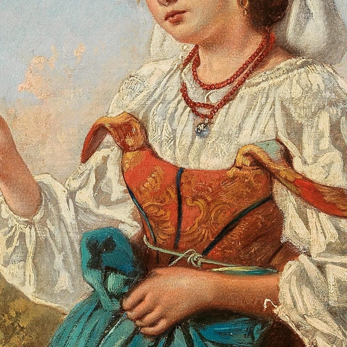 Una Venditrice Di Violette Italiana Con Roma Sullo Sfondo Anton Romako arm4 quadro stampa su tela