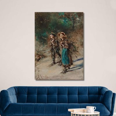 Bambini Con Fascine Anton Romako arm11 quadro stampa su tela