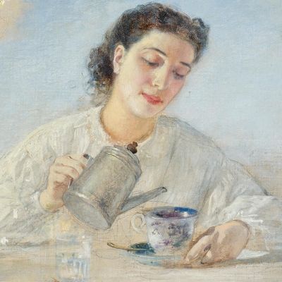La Famiglia Dell'Artista A Colazione Anton Romako arm19 quadro stampa su tela