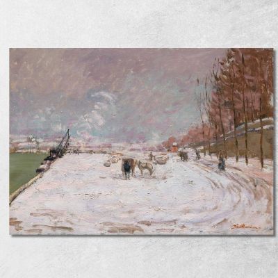 Quai Saint-Bernard Sotto La Neve Parigi Armand Guillaumin agl78 quadro stampa su tela