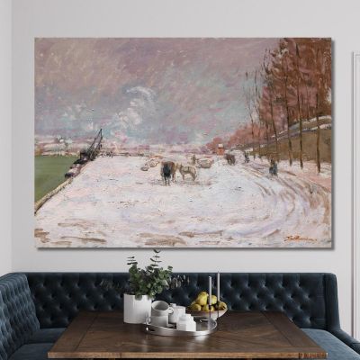 Muelle Saint-Bernard Bajo La Nieve París Armand Guillaumin, agl78 cuadro en lienzo