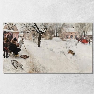 Pittore All'Aria Aperta – Motivo Invernale Da Åsögatan 145 Stoccolma Carl Larsson clr41 quadro stampa su tela