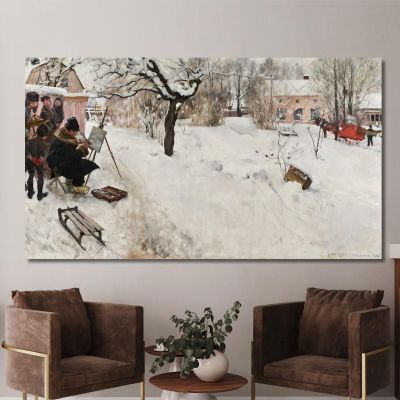 Pittore All'Aria Aperta – Motivo Invernale Da Åsögatan 145 Stoccolma Carl Larsson clr41 quadro stampa su tela