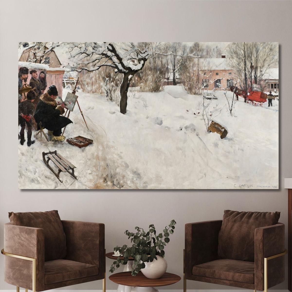 Pittore All'Aria Aperta – Motivo Invernale Da Åsögatan 145 Stoccolma Carl Larsson clr41 quadro stampa su tela