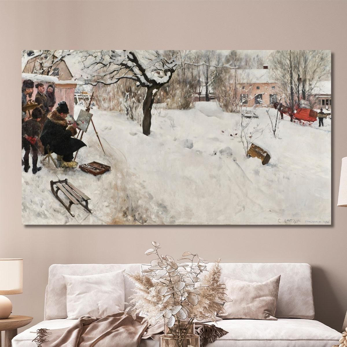 Pittore All'Aria Aperta – Motivo Invernale Da Åsögatan 145 Stoccolma Carl Larsson clr41 quadro stampa su tela