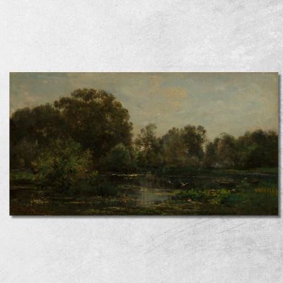 Paesaggio Fluviale Con Cicogne Charles François Daubigny cfd3 quadro stampa su tela