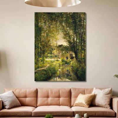 Landscape With A Sunlit Stream Charles François Daubigny, cfd38 canvas print