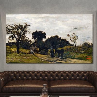 Bäuerin Auf Einem Pfad Charles François Daubigny, cfd63 drucken auf leinwand
