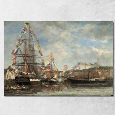 Festa Nel Porto Di Honfleur Eugène Boudin ebd46 quadro stampa su tela