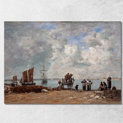 Mogli Di Pescatori In Riva Al Mare Eugène Boudin ebd48 quadro stampa su tela