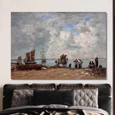 Esposas De Pescadores En La Orilla Eugène Boudin, ebd48 cuadro en lienzo