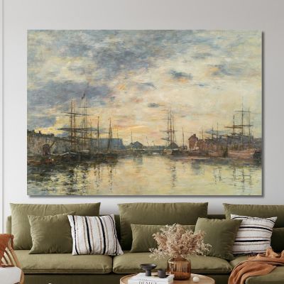 Fecamp – Il Bacino Al Tramonto Eugène Boudin, ebd51 quadro stampa su tela