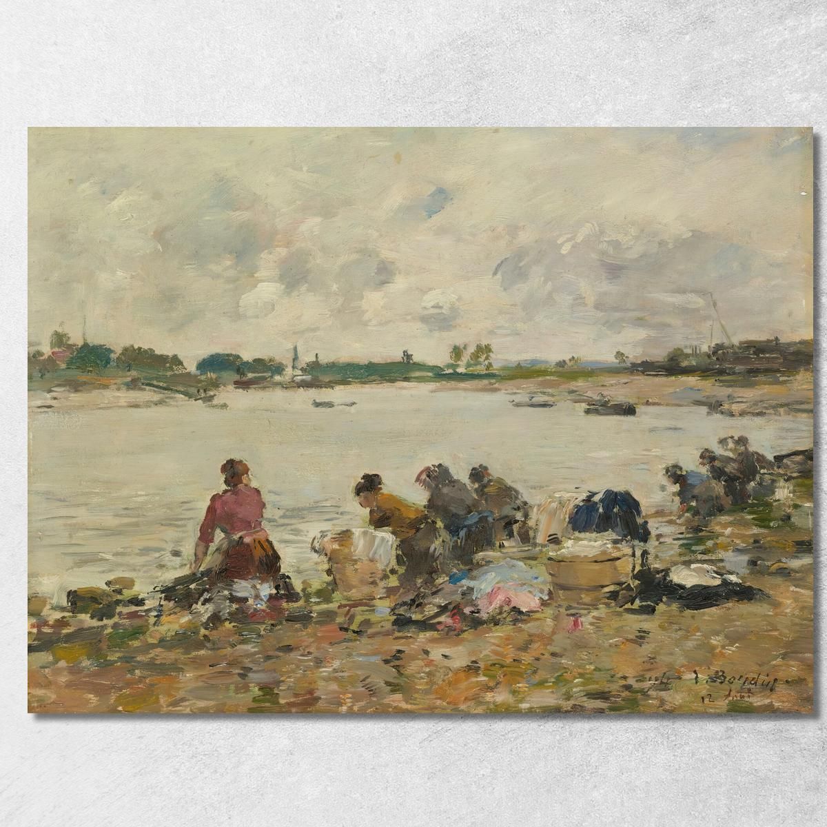 Laveuses Au Bord De La Touques Eugène Boudin tableau
