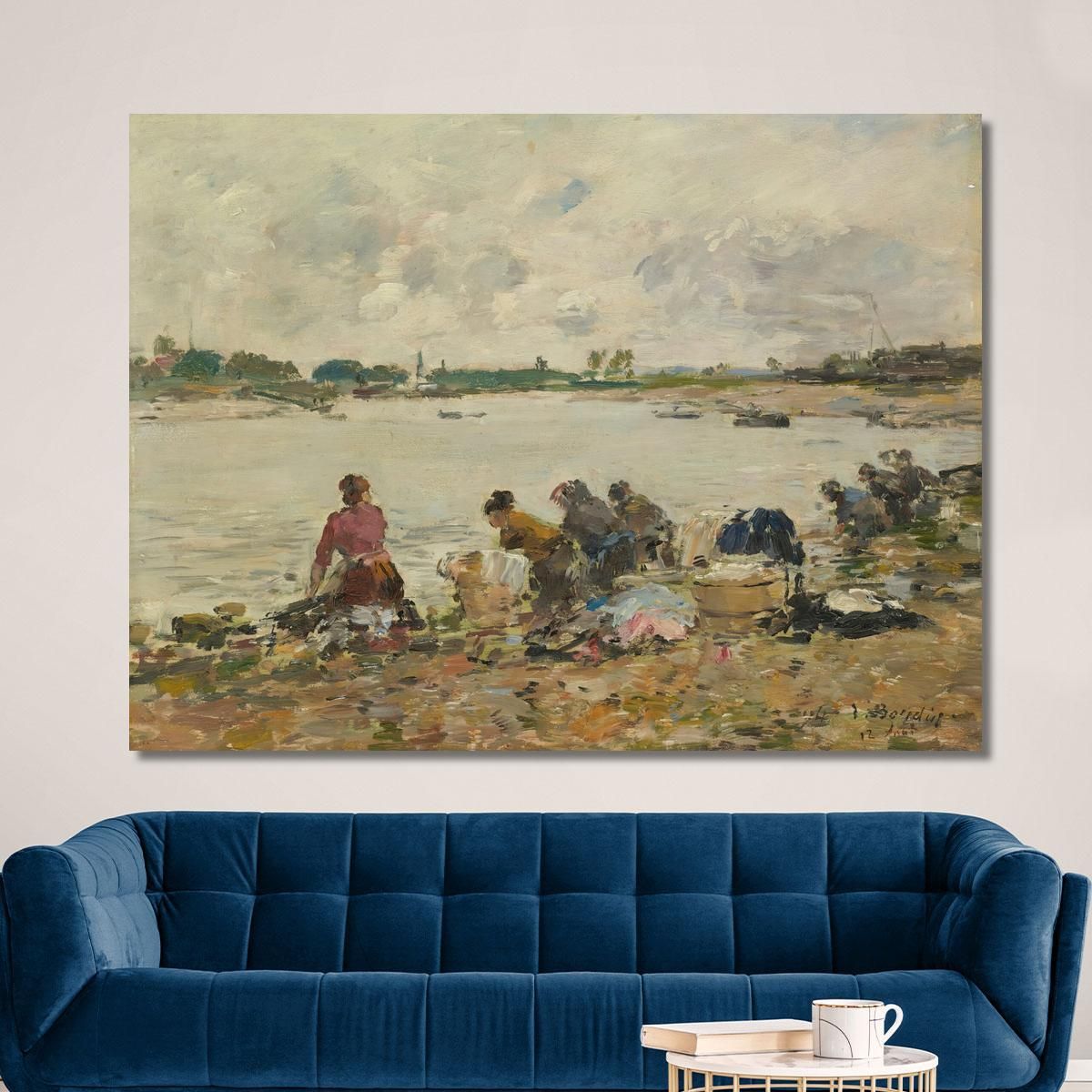 Laveuses Au Bord De La Touques Eugène Boudin tableau