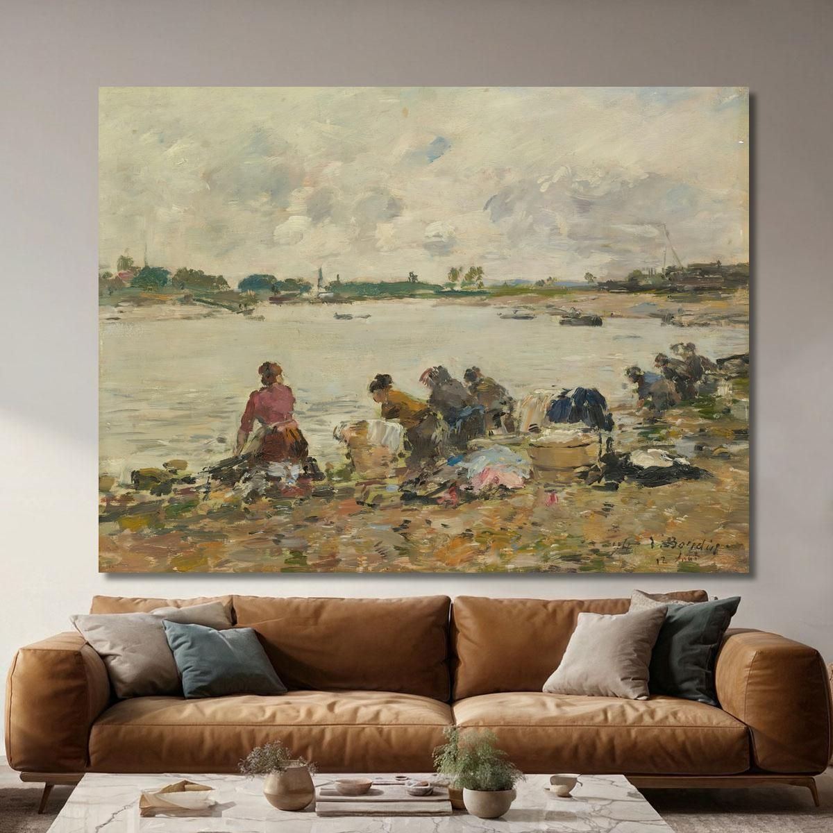 ウジェーヌ・ブーダンLAVEUSES AU BORD DE LA TOUQUES Fichier:Eugène Boudin - Laveuses au bord de la Touques (II