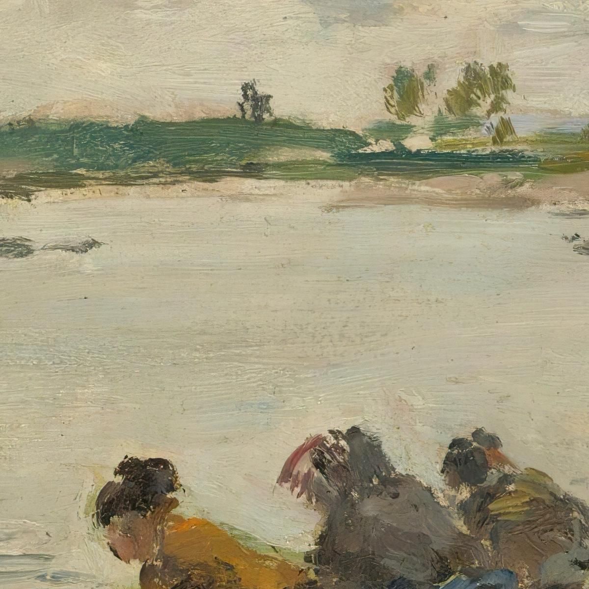 ウジェーヌ・ブーダンLAVEUSES AU BORD DE LA TOUQUES Fichier:Eugène Boudin - Laveuses au bord de la Touques (II