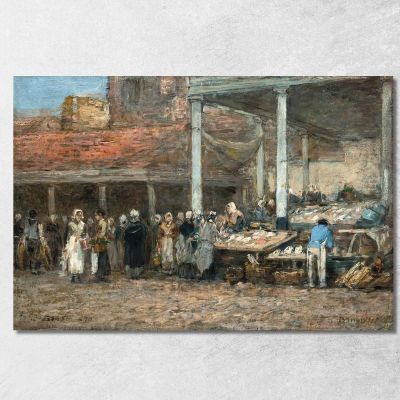 L’Antico Mercato Del Pesce A Bruxelles Eugène Boudin ebd89 quadro stampa su tela
