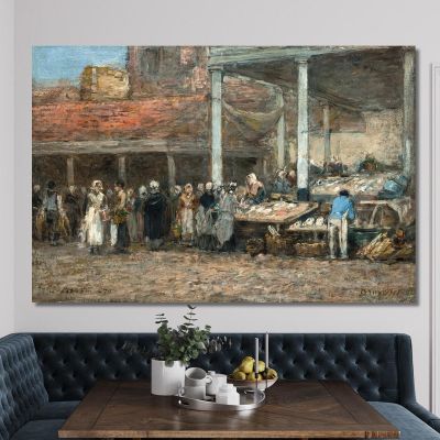 El Antiguo Mercado De Pescado En Bruselas Eugène Boudin, ebd89 cuadro en lienzo