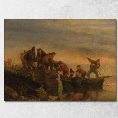 Pescatori Sulla Riva Eugène Boudin ebd112 quadro stampa su tela Pescatori Sulla Riva Eugène Boudin ebd112 quadro stampa su tela