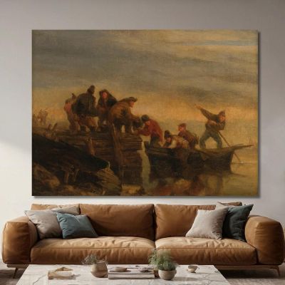 Pescatori Sulla Riva Eugène Boudin ebd112 quadro stampa su tela Pescatori Sulla Riva Eugène Boudin ebd112 quadro stampa su tela
