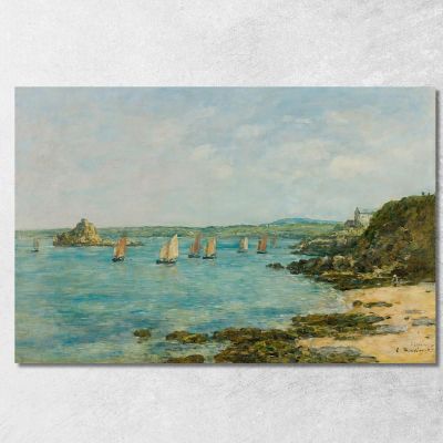 Riva Di Douarnenez - Barche Da Pesca Nella Baia Eugène Boudin ebd116 quadro stampa su tela