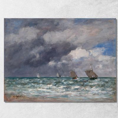 Barche A Vela Vicino A Trouville Eugène Boudin ebd117 quadro stampa su tela