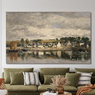 Pueblo Junto A Un Río Eugène Boudin, ebd177 cuadro en lienzo