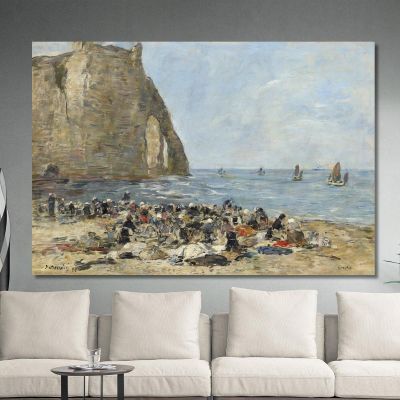 Lavanderas En La Playa De Etretat Eugène Boudin, ebd183 cuadro en lienzo