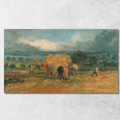 Scena Di Raccolto Con Lavoratori Che Caricano Il Fieno Su Un Carro Agricolo James Ward jwr3 quadro stampa su tela